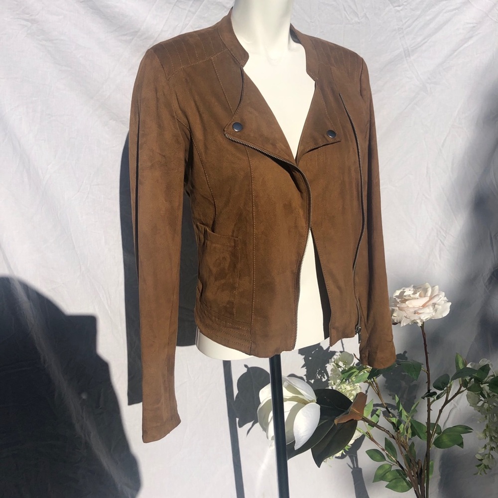Brown suede biker jacket